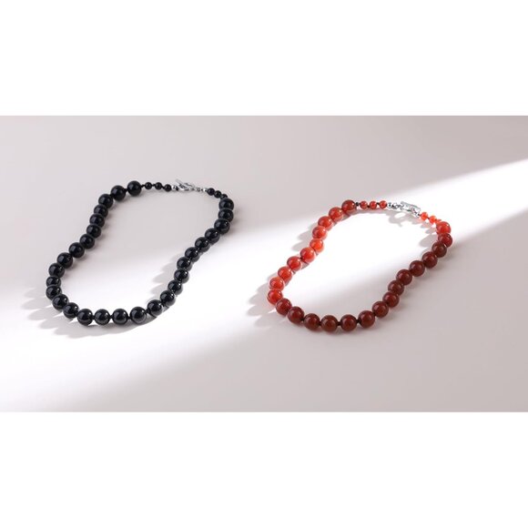 Womens Beaded Red Carnelian Necklace 16/18in Bold Elegant Choker Jewelry - Picture 5 of 6